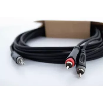 Cordial 14854 3,5 mm-es jack 2x RCA audio Y-adapter kábel 1 m fekete