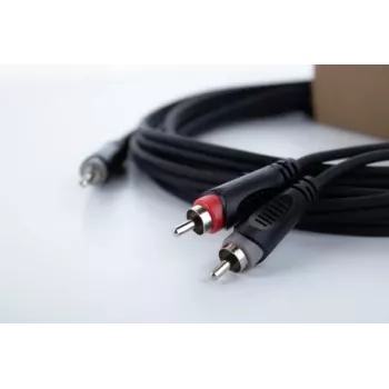 Cordial 14854 3,5 mm-es jack 2x RCA audio Y-adapter kábel 1 m fekete