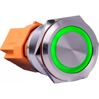 Joy-IT BUTTON22C-M-GR nyomógomb, rugós, 250 V AC, 15 A, IP67, IK10, 22 mm, zöld