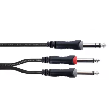 Cordial 14878 audio Y-adapter kábel 6,3 mm sztereó jack 2x 6,3 mm mono jackra 3 m fekete