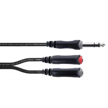 Cordial 14890 audio Y-adapter kábel 6,3 mm sztereó jack dugó 2x 6,3 mm mono jack aljzatra 0,30 m fekete PVC ikerkábel