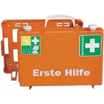 SÖHNGEN ERSTE-HILFE KOFFER DELUXE elsősegélytáska DIN 13157 narancssárga ABS falra szerelhető O301138