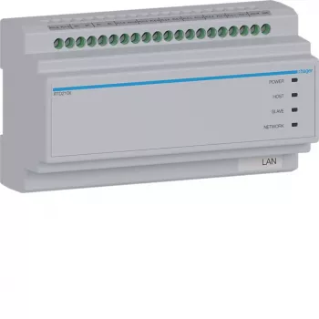 Hager RTD210X 2 vezetékes rendszerátkapcsoló, 6-szoros, Hager IP kaputelefonhoz, DIN sín, 4 modul, világosszürke