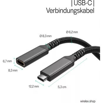 S CONN Flexline USB-C hosszabbító kábel, USB-C dugó USB-C aljzatra, USB 3.2 Gen 2, 100W PD, 4K@60Hz, textilbevonatú, 1,5m, fekete FL31-74006