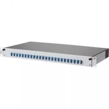 METZ CONNECT 1502697424-E Cat.6A árnyékolt 24-port 1U patch panel, szerszám nélküli IDC, világosszürke