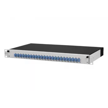 METZ CONNECT 1502697424-E Cat.6A árnyékolt 24-port 1U patch panel, szerszám nélküli IDC, világosszürke
