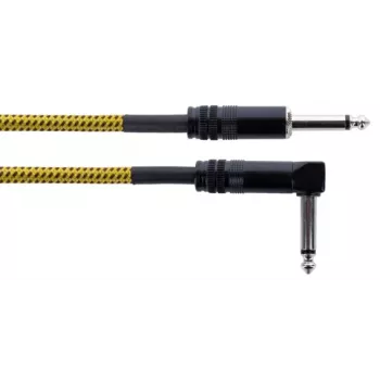 Cordial 14776 hangszerkábel 6,3mm mono jack – 6,3mm mono jack, 3m, fekete/sárga textil
