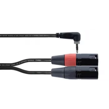 Cordial EY 3 WRMM XLR Y-adapter kábel 3m fekete - 3,5mm TRS dugó 2x XLR 3 pólusú dugóra, OFC, spirálárnyékolás 14875