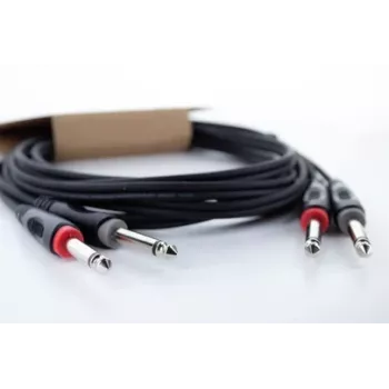 Cordial 14846 twin mono jack audio kábel 6m fekete – dual 6,3mm TS – dual 6,3mm TS