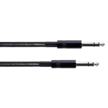 Cordial 14818 audiokábel 6,3 mm jack sztereó–6,3 mm jack sztereó, 6 m, fekete PVC, twisted pair