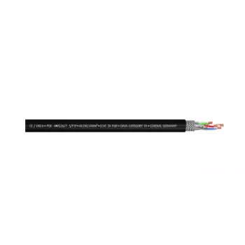 Cordial 15581 CAT 7a S/FTP patchkábel, RJ45, 10 m, fekete, PUR köpeny
