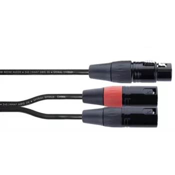 Cordial EY 0,3 m XLR Y-adapter kábel – 1x XLR alj–2x XLR dugó, fekete 14880
