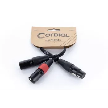 Cordial EY 0,3 m XLR Y-adapter kábel – 1x XLR alj–2x XLR dugó, fekete 14880