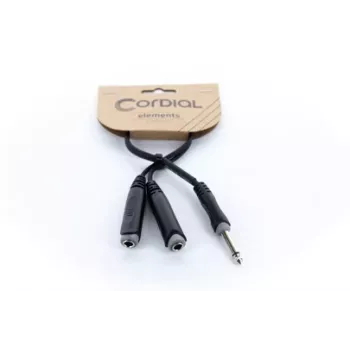 Cordial EY 0.3 PGG Y-adapter kábel 1x 6,3 mm mono jack dugó–2x 6,3 mm mono jack alj 0,3 m fekete 14884