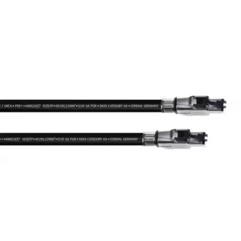 Cordial 15610 RJ45 hálózati kábel, patchkábel CAT 6a SF/UTP 2,00 m fekete PUR köpeny 1 db