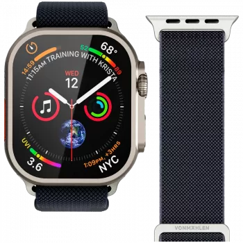 VONMÄHLEN Classic Nylon Loop szíj Apple Watch 44/45/46/49mm-hez, tengerészkék, egységes méret