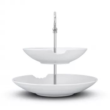 FIFTYEIGHT PRODUCTS BHS FIFTYEIGHT Food-Tempel kétszintes mély tányér harapnivalóval (T023501) – 2 részes porcelántál készlet, 500 ml, fehér