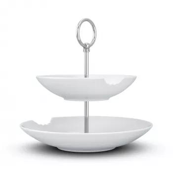 FIFTYEIGHT PRODUCTS BHS FIFTYEIGHT Food-Tempel kétszintes mély tányér harapnivalóval (T023501) – 2 részes porcelántál készlet, 500 ml, fehér