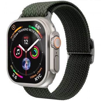 VONMÄHLEN szőtt hurok Apple Watch 44/45/46/49mm-hez, olíva