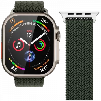VONMÄHLEN szőtt hurok Apple Watch 44/45/46/49mm-hez, olíva