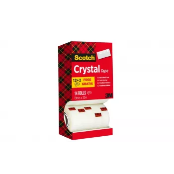 3M Scotch Crystal Clear ragasztószalag, 19 mm x 33 m, 14 tekercs (12 + 2 ingyen), 6-1933R14