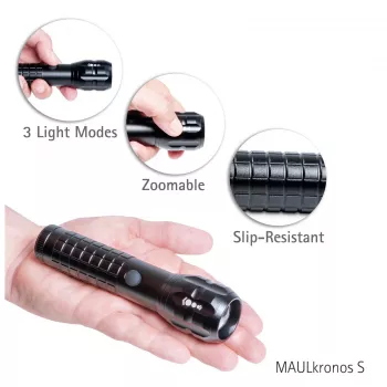 MAUL MAULkronos S LED zseblámpa, 192 lumen, fröccsenésálló, fekete 8182390