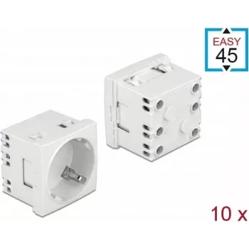 Delock Easy 45 F típusú dugaszolóaljzat zárral, fehér RAL 9003, 16 A, 250 V, 10 darabos csomag 81324