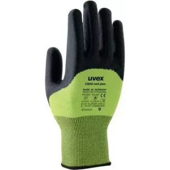 Uvex Handschutz Strick-HS C500 wet plus vágásvédő kesztyű, 7-es méret, antracit/limetta 6049607