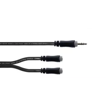 Cordial 14883 3,5 mm sztereó Y-adapter kábel, 1x jack dugó 2x jack aljzatra, 0,3 m, fekete