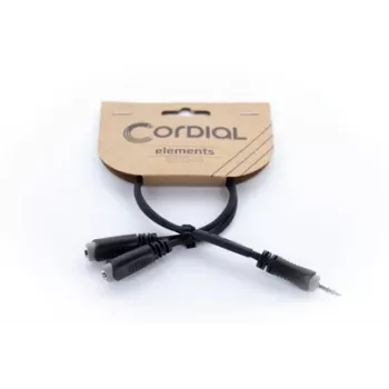 Cordial 14883 3,5 mm sztereó Y-adapter kábel, 1x jack dugó 2x jack aljzatra, 0,3 m, fekete