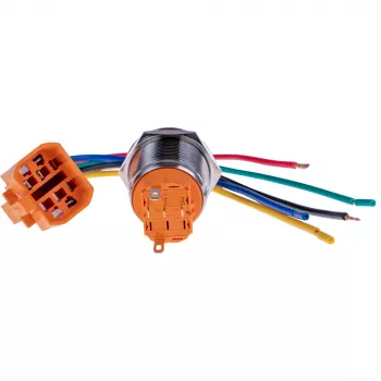 JOY-IT BUTTON22A-M-RD Momentary Push Button Switch, 22 mm, Red, 250 V AC, 3 A, 1 NO, IP67, IK10