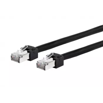 METZ CONNECT 13084U1500-E Cat.6 Ultraflex500 VoIP patch kábel RJ45 dugó–RJ45 dugó, AWG 26/7, PUR, fekete, 1,5 m