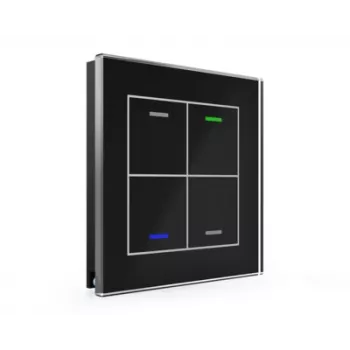 MDT Glass Switch II Light, 4-es, RGBW, fekete, BE-GTL4TS.01S