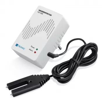 H-Tronic 1114720 vízérzékelő külső érzékelővel, dugó, 230V AC, hangos riasztás 85 dB, relékimenet, 2m érzékelőkábellel