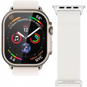 VONMÄHLEN Classic Nylon Loop Apple Watch 40/41/42 mm-hez, krém