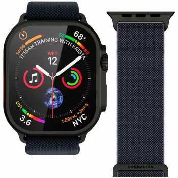 VONMÄHLEN Classic Nylon Loop Apple Watch 40/41/42 mm-hez, One Size, Navy Black
