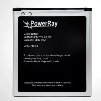 PowerRay akkumulátor PR-S4 Samsung Galaxy S4-hez, 2600 mAh, ömlesztett