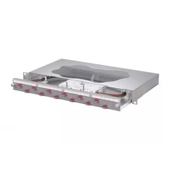 METZ CONNECT hegesztő patchpanel 12x LC-duplex OM4, 1U, 19 inch rack felszerelés, szürke 1504677512-F