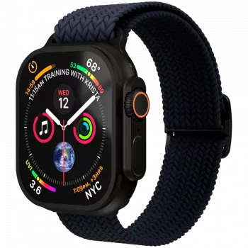 VONMÄHLEN Woven Loop 44/45/46/49mm Apple Watch-hoz, Navy Black