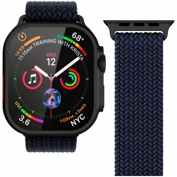 VONMÄHLEN Woven Loop 44/45/46/49mm Apple Watch-hoz, Navy Black