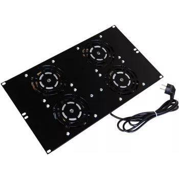 IT-BUDGET tetőventilátor egység SRK állószekrényekhez - 4 aktív ventilátor - 640 m³/h - termosztát - kapcsoló - fekete (90ITB19SRKXFAN4S)