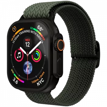 VONMÄHLEN Woven Loop Apple Watch 44/45/46/49mm-hez, Olive Black