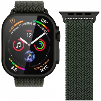 VONMÄHLEN Woven Loop Apple Watch 44/45/46/49mm-hez, Olive Black