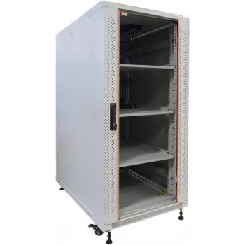 IT-BUDGET 19 inch hálózati szekrény SRK komplett készlet - 22U - 600x600 mm - üveg-/acélajtó - 4 aktív ventilátor - PDU - polcok - előszerelt - világosszürke (99ITB19SRK2266GGM)
