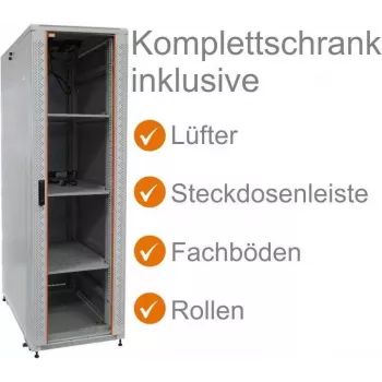 IT-BUDGET 19 inch Network Cabinet SRK Complete Set 38U 600x800 mm Glass/Solid Door Light Grey 99ITB19SRK3868GGM