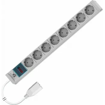 Liebernetz 19 inch 1U Rackmount Metered PDU, 8x Schuko CEE 7/3 Outlets, C14 Input, 3m Cable, Light Grey (90LNSDL20SC083)