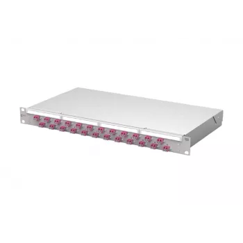 Metz mecatech VIK 24-portos LC-Duplex OM4 LWL patchpanel, 1U, 19 inch, világosszürke 1504507524-E