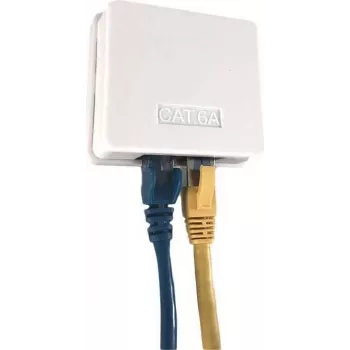 IT-BUDGET Cat.6A UTP fali hálózati aljzat, 2 x RJ45, tisztafehér, vízszintes kábelbevezetés, PoE+ 90ITBDDAPE