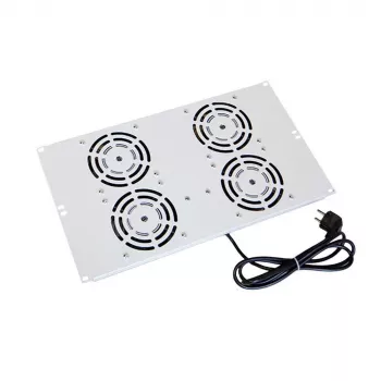 IT-BUDGET tetőventilátor-egység SRK állószekrényekhez - 4 aktív ventilátor - 640 m³/h - termosztát - kapcsoló - világosszürke 90ITB19SRKXFAN4G