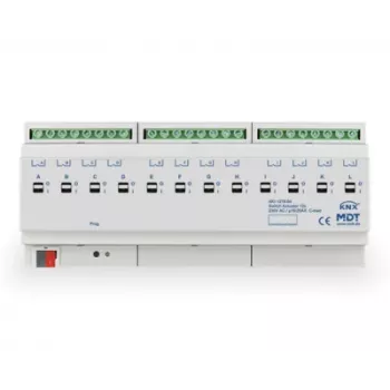 MDT AKI-1216.04 KNX kapcsolóaktor, 12 csatornás, 12 TE DIN-sín, 16/20 A, 230 V AC, kapacitív terhelés 200 µF